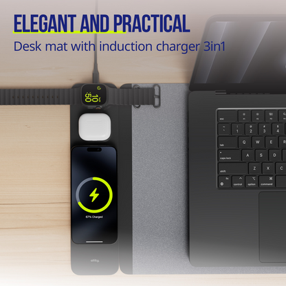 MousePad Allity. ALP-100 4en1 con Carga Inalámbrica para Teléfono / Reloj / Auriculares, Negro