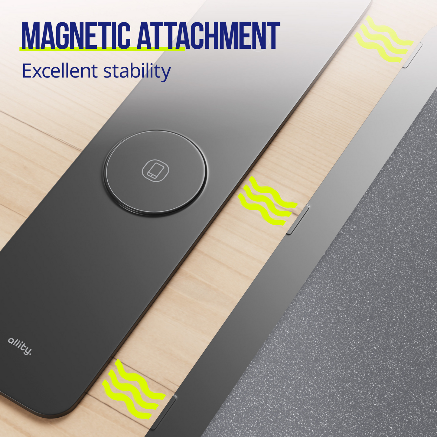 MousePad Allity. ALP-100 4en1 con Carga Inalámbrica para Teléfono / Reloj / Auriculares, Negro