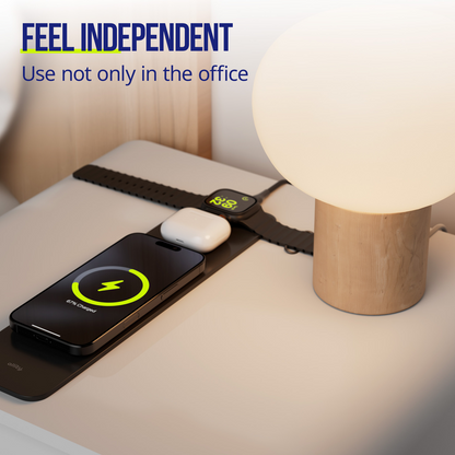 MousePad Allity. ALP-100 4en1 con Carga Inalámbrica para Teléfono / Reloj / Auriculares, Negro
