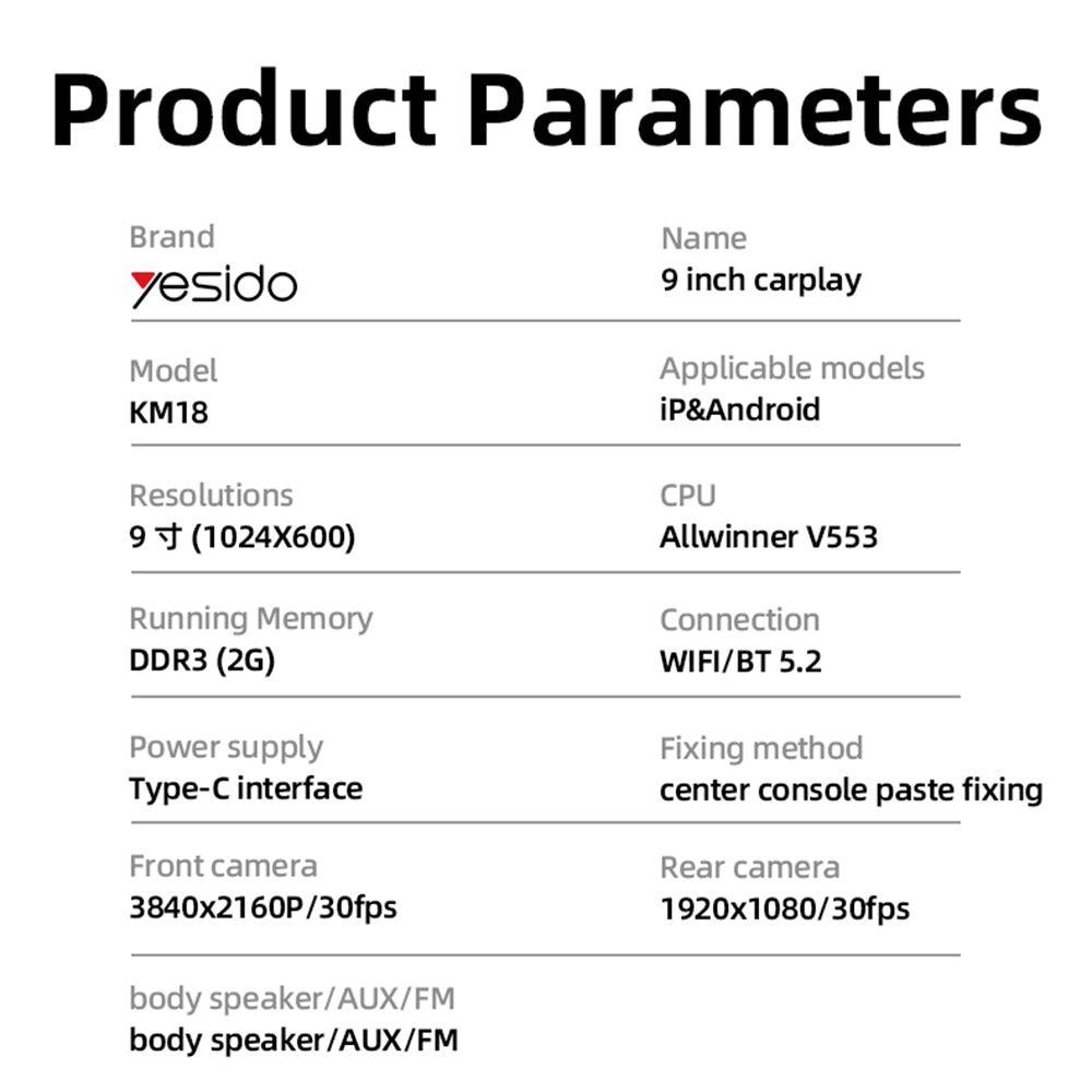 Navegación Auto Yesido KM18, Wi-Fi, 9 pulgadas