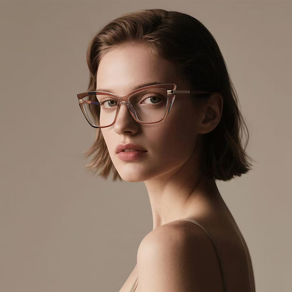 Techsuit 2271 Women's Computer Glasses, Anti-Blue Light, Light Brown