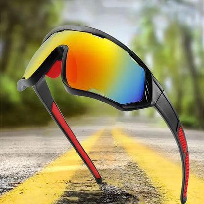 Unisex Techsuit 9330 Cycling Glasses, Black Red Orange