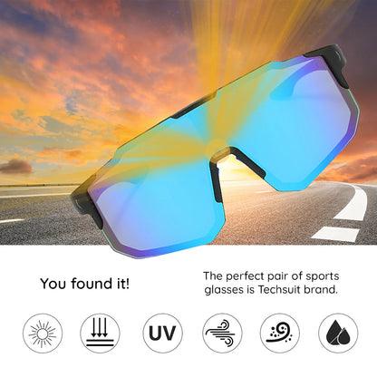 Gafas de Ciclismo Unisex Techsuit 9337, Protección UV, Negro Plateado