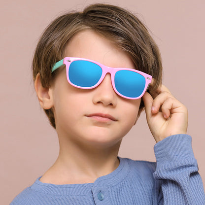 Gafas de Sol para Niños Techsuit D802, Polarizadas, Protección UV, Azules Amarillos Naranjas
