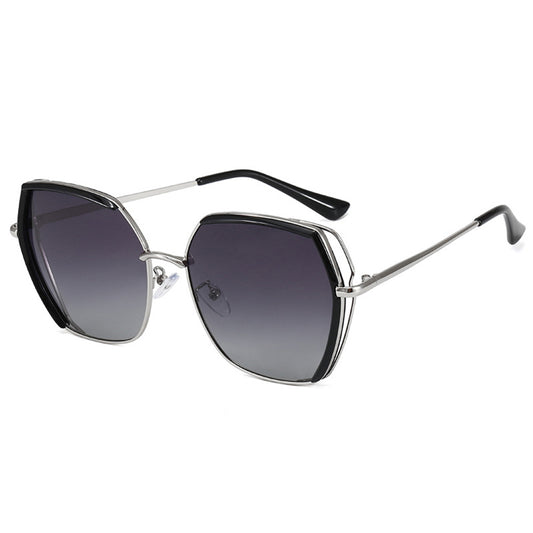 Gafas de Sol Mujer Techsuit 9768, Polarizadas, Protección UV, Negras Plateadas Grises