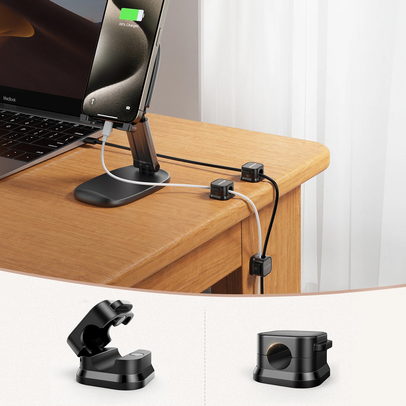 Organizador de Cables Joyroom JR-ZS368, Set de 3 Piezas, Negro