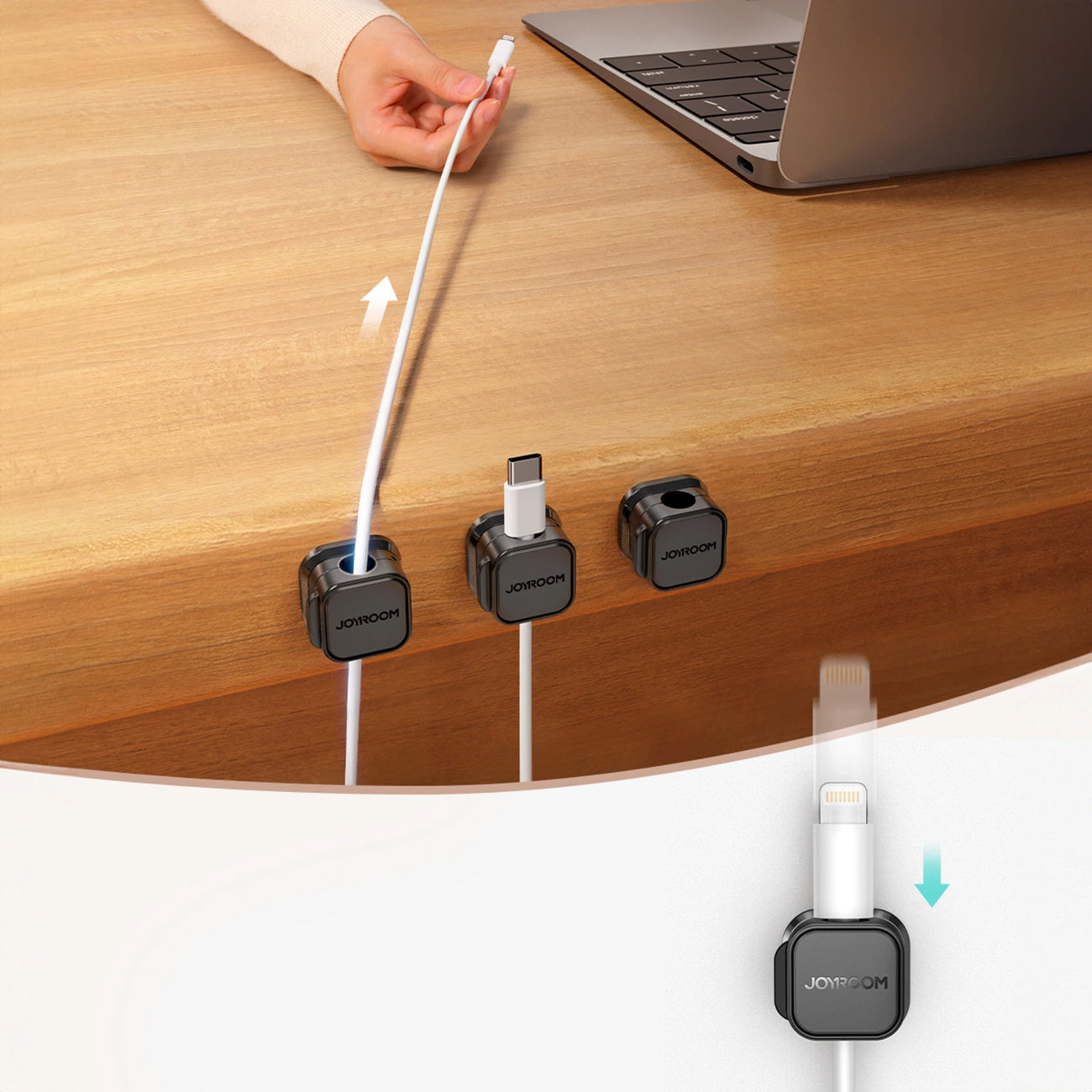 Organizador de Cables Joyroom JR-ZS368, Set de 3 Piezas, Negro
