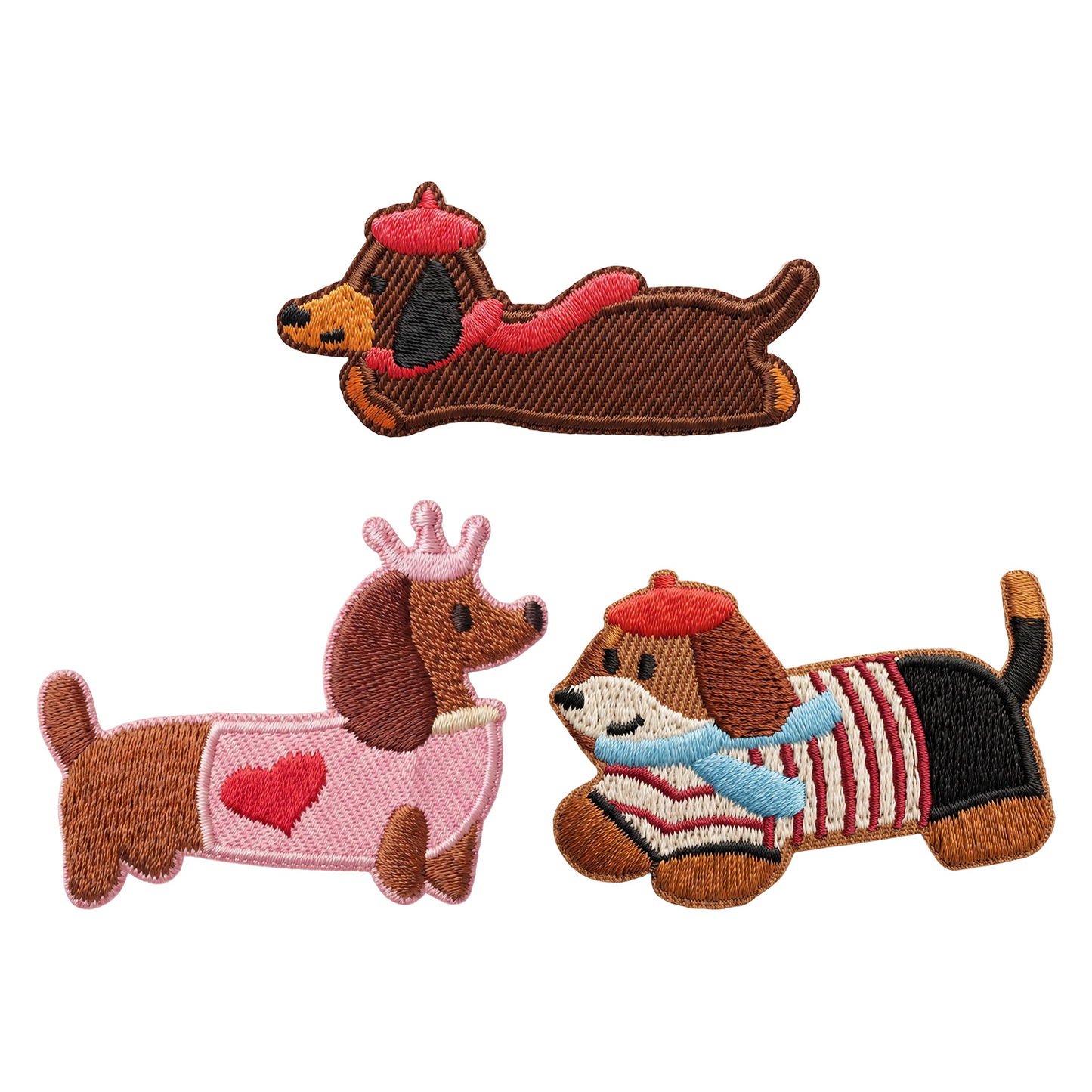 Parche / Parche Textil OEM Dachshund, Set de 3 piezas, Multicolor