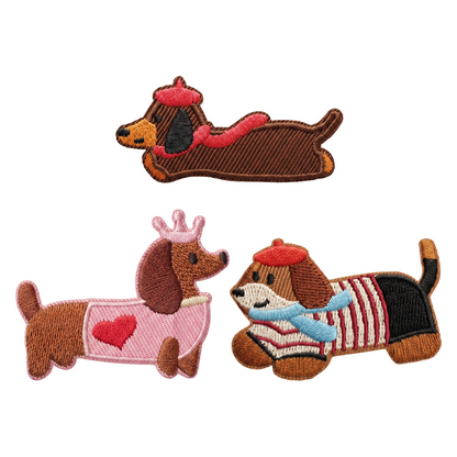 Parche / Parche Textil OEM Dachshund, Set de 3 piezas, Multicolor