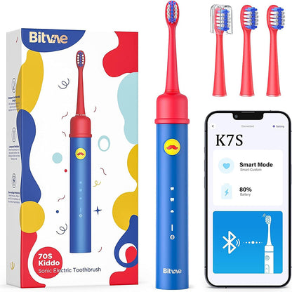 Cepillo de Dientes Eléctrico Bitvae BVK7S Kids, Azul Rojo