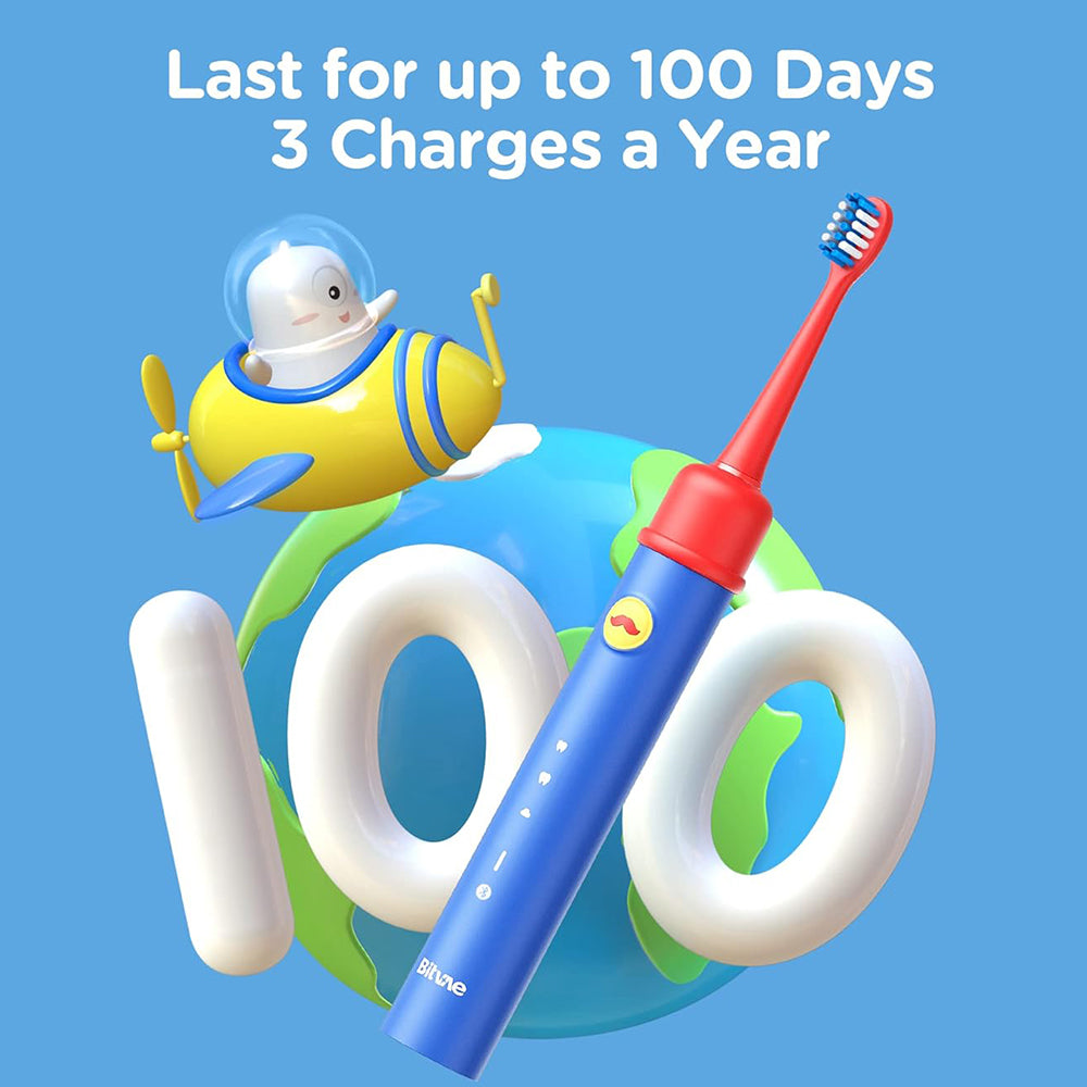 Cepillo de Dientes Eléctrico Bitvae BVK7S Kids, Azul Rojo