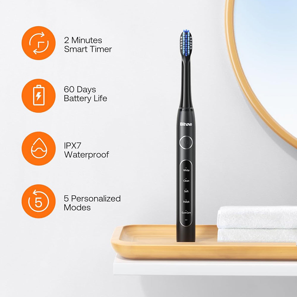 Cepillo de Dientes Eléctrico Bitvae D2, Negro