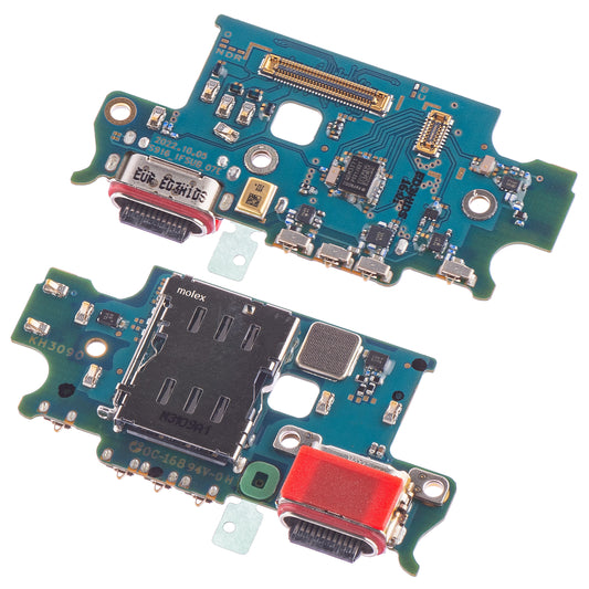 Placa con conector de carga - Micrófono - Módulo lector SIM Samsung Galaxy S23+ S916, Service Pack GH96-15620A 