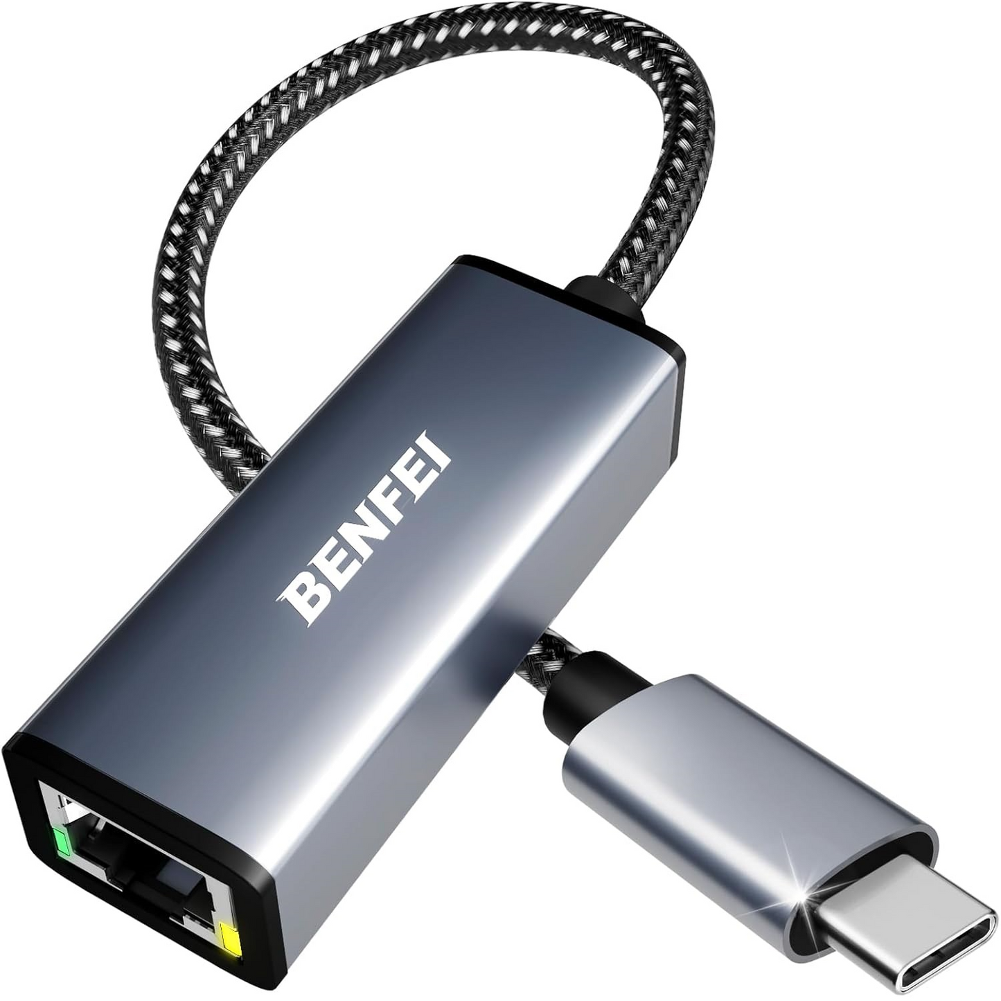 Tarjeta de Red Benfei, RJ45, USB-C, Gris