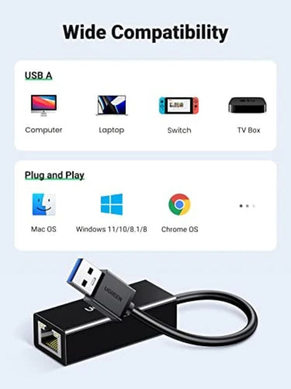 Tarjeta de Red UGREEN CR111, RJ45, USB 3.0, Blanca