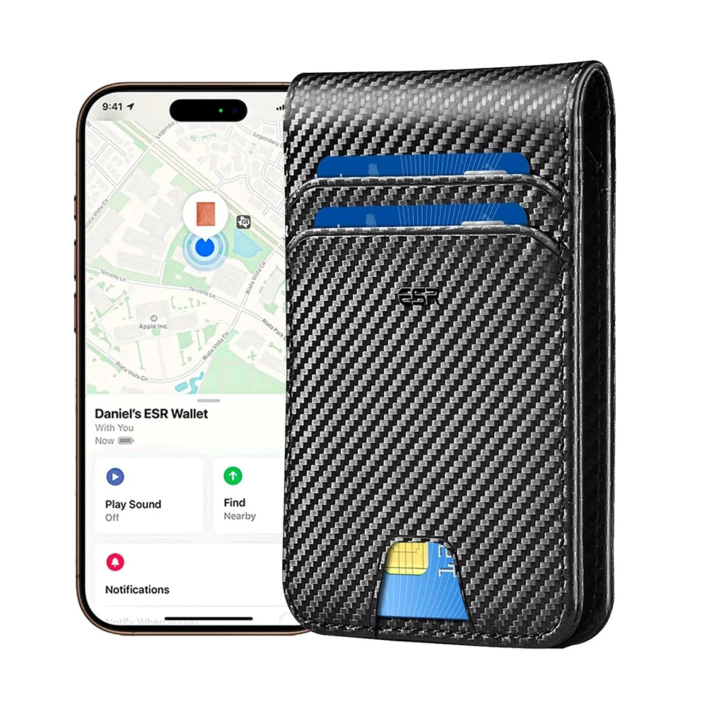 Cartera ESR Classic Geo Carbon con función Find My y Protección RFID, Negra, Reacondicionada