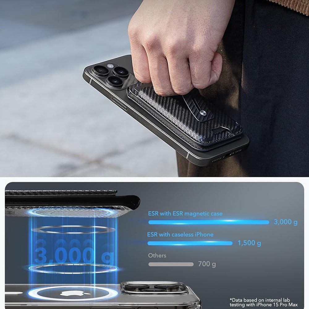 Cartera Magsafe, ESR, Findy my Wallet Carbon, Negro