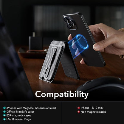 Cartera Magsafe, ESR, Findy my Wallet Carbon, Negro