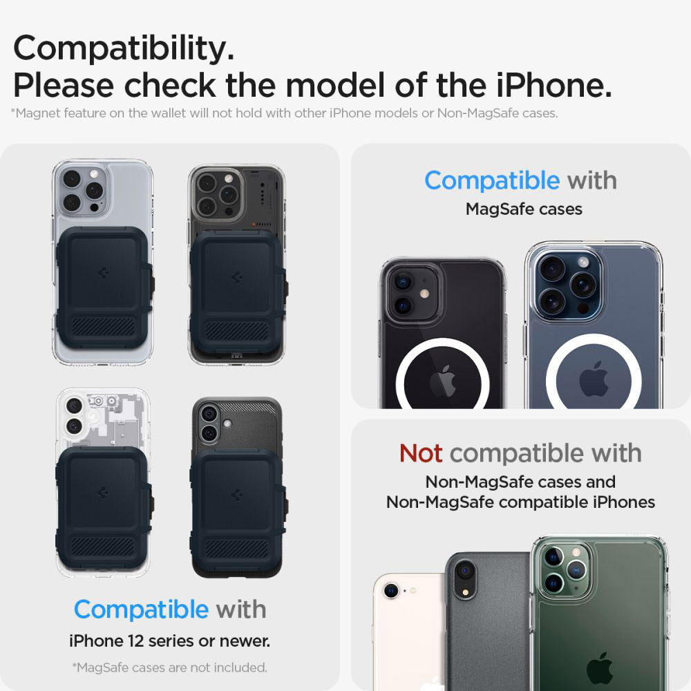 Cartera Magsafe, Spigen, Lock Fit, Negra