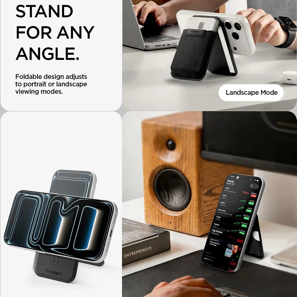 Cartera MagSafe, Spigen, Slim Fold Tripod S314-4, Negro AFA11591
