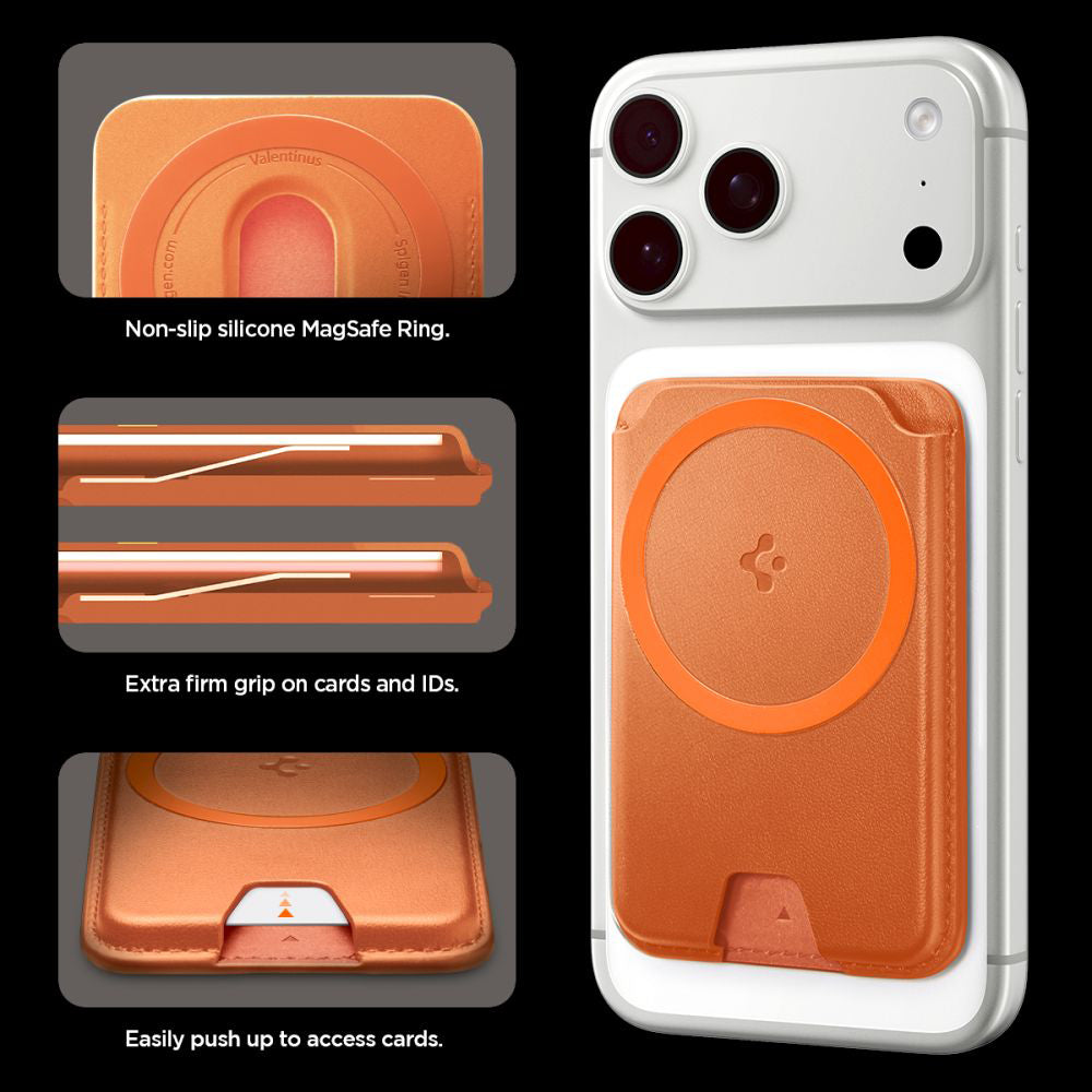 Cartera MagSafe, Spigen, Valentinus MagFit+, Naranja AFA11340