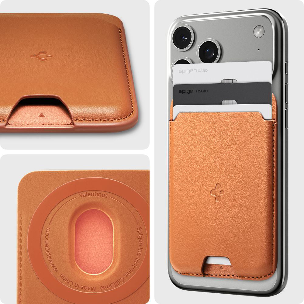 Cartera MagSafe, Spigen, Valentinus MagFit, Naranja AFA11339