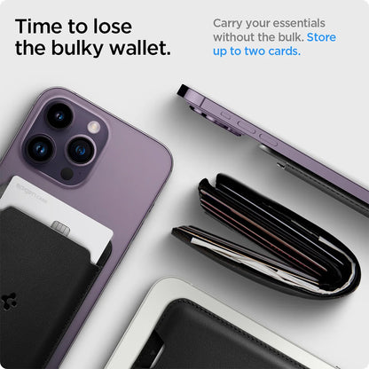 Cartera MagSafe, Spigen, Valentinus MagFit 2 Tarjetas, Negro AMP02284