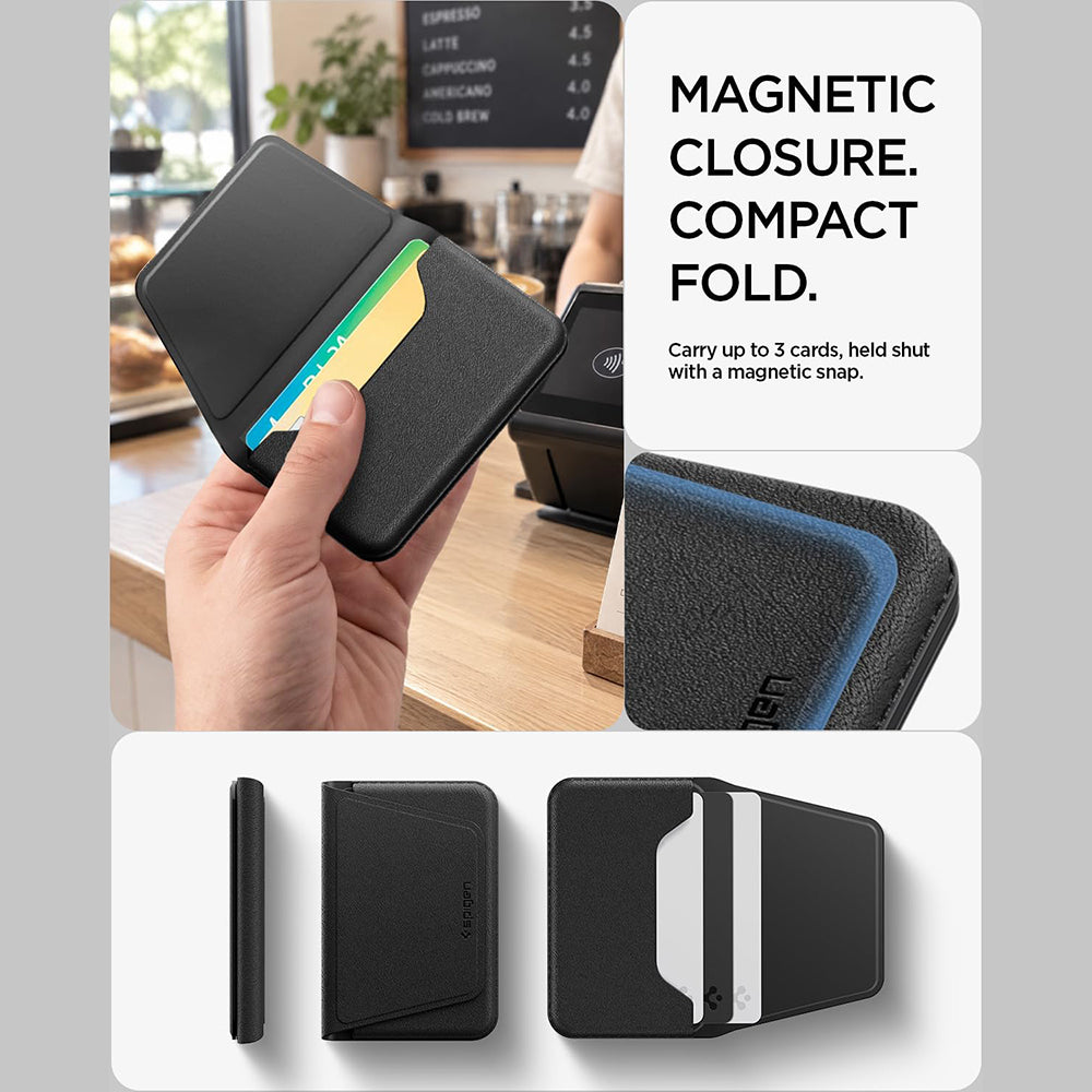 Cartera MagSafe, Spigen, Valentinus S-2 3 Cards, Negra AFA11978