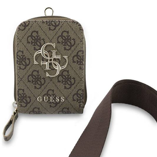 Cartera y Cordón para Teléfono Guess 4G Metal Logo, Marrón