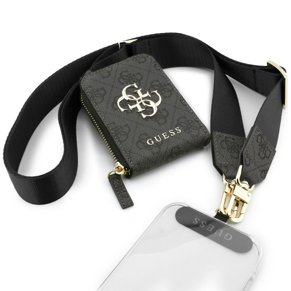 Wallet and Guess 4G Metal Logo Phone Lanyard, Black