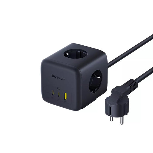 Regleta Baseus EnerFill FA11, 67W, 3.35A, 1 x USB-A - 2 x USB-C - 3 x Schuko, Negro E00082100123-00