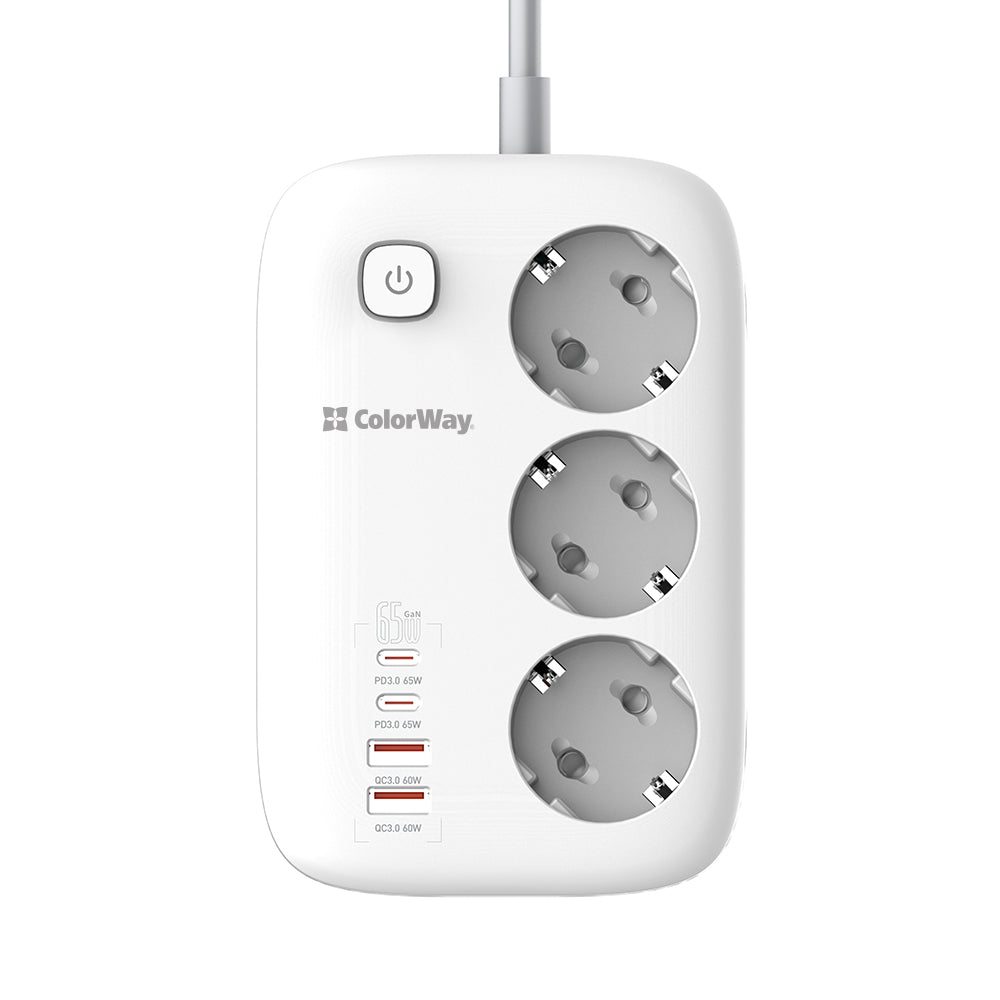 Regleta ColorWay, 3 x Schuko, Blanca