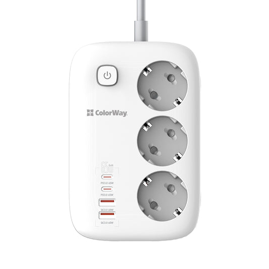 Regleta ColorWay, 3 x Schuko, Blanca
