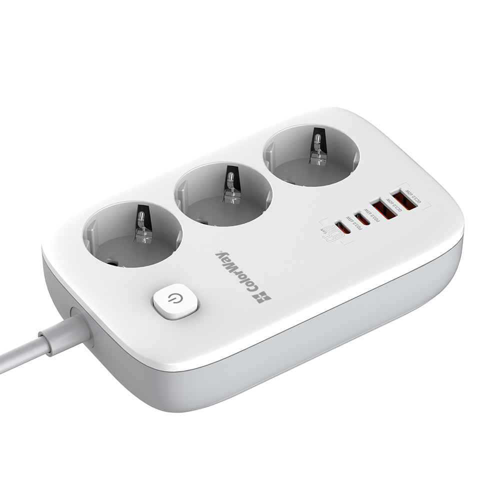 Regleta ColorWay, 3 x Schuko, Blanca