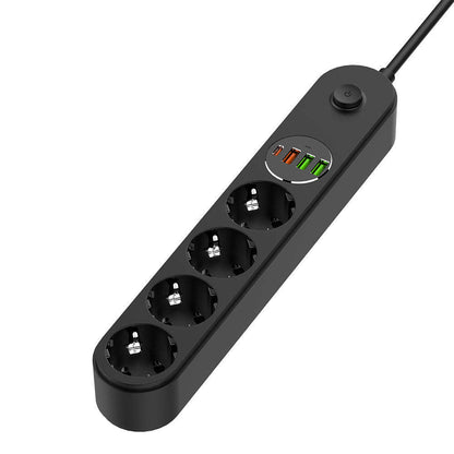 Regleta ColorWay, 4 x Schuko, Negra