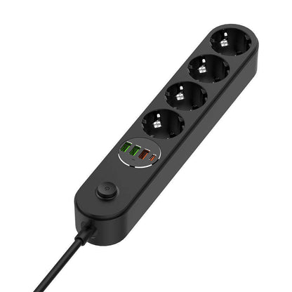 Regleta ColorWay, 4 x Schuko, Negra