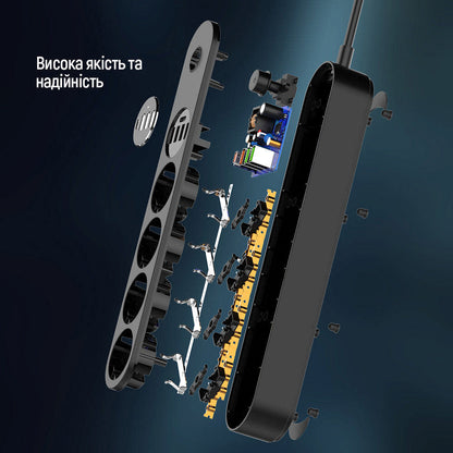 Regleta ColorWay, 4 x Schuko, Negra