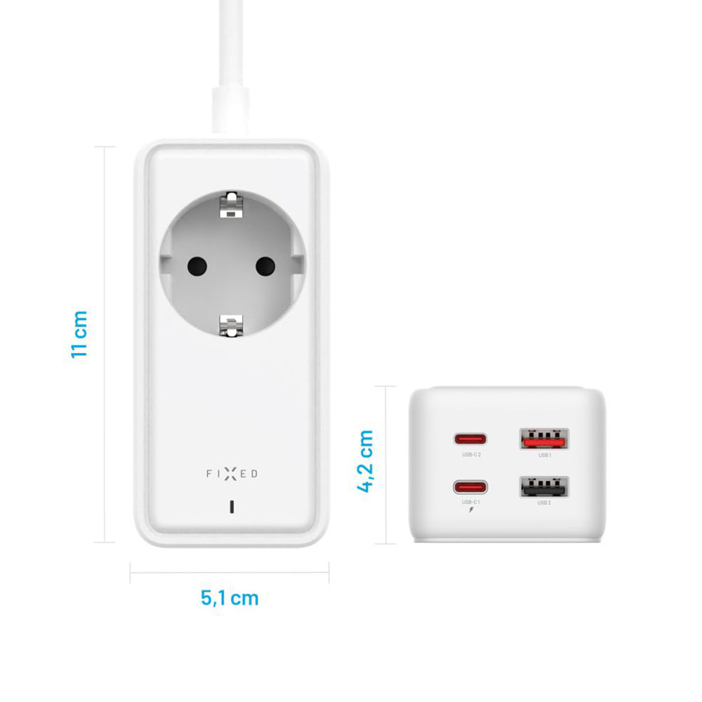 Regleta Fixed, 1 x Schuko, Blanca