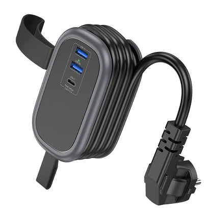 Cargador de red HOCO NS6, 2 x USB-A - 1 x USB-C - 1 x Schuko, Negro