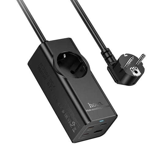 Extensión HOCO NS9, 1 x Schuko, Negro