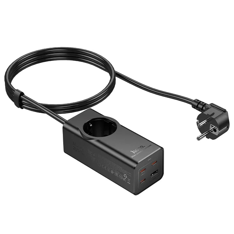 Extensión HOCO NS9, 1 x Schuko, Negro