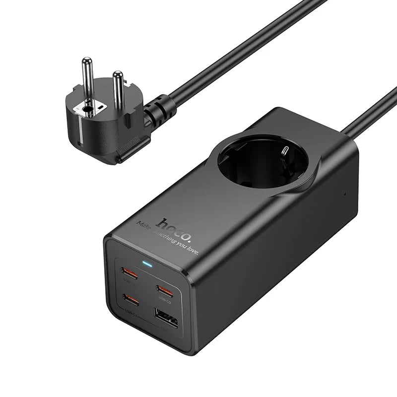 Extensión HOCO NS9, 1 x Schuko, Negro
