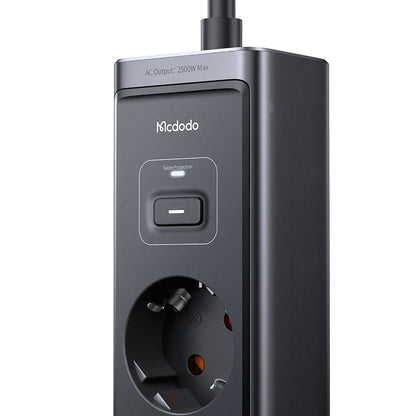 Extensión McDodo CH-0620, 3 x Schuko - 1 x USB-A - 2 x USB-C, Negro