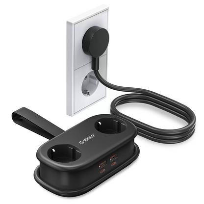 Extensión Orico AP3, 2 x Schuko - 2 x USB-A - 2 x USB-C, Negro