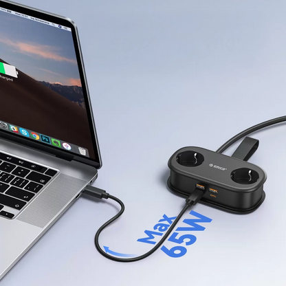 Extensión Orico AP3, 2 x Schuko - 2 x USB-A - 2 x USB-C, Negro
