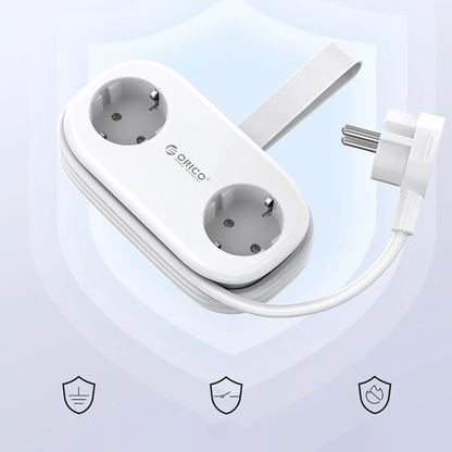 Extensión Orico AP3, 2 x Schuko - 2 x USB-A - 2 x USB-C, Blanco
