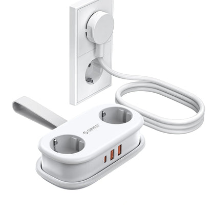 Extensión Orico APP, 2 x Schuko - 2 x USB-A - 1 x USB-C, Blanco