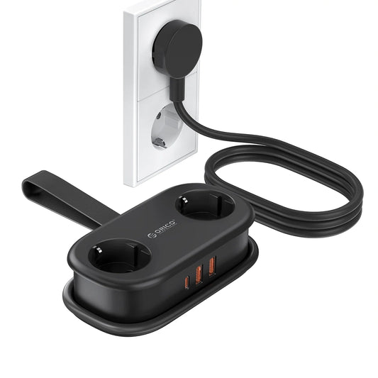 Extensión Orico APP, 2 x Schuko - 2 x USB-A - 1 x USB-C, Negro