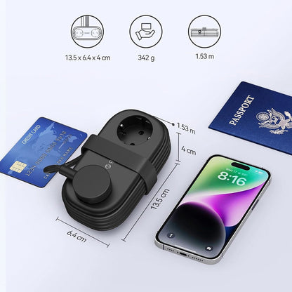 Extensión Orico APP, 2 x Schuko - 2 x USB-A - 1 x USB-C, Negro
