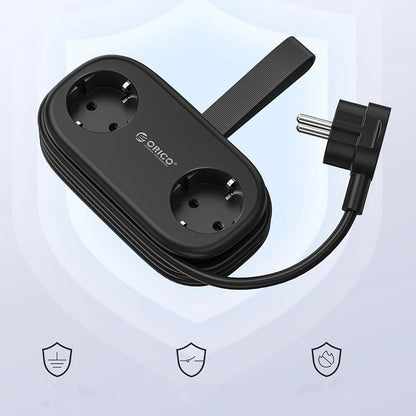 Extensión Orico APP, 2 x Schuko - 2 x USB-A - 1 x USB-C, Negro